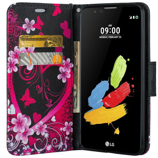 LG Stylo 2 Plus Wallet Case - heart butterflies - www.coverlabusa.com