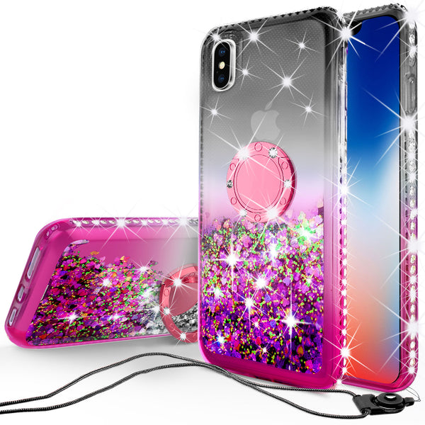 glitter ring phone case for Apple iPhone XS Max - black/hot pink gradient - www.coverlabusa.com