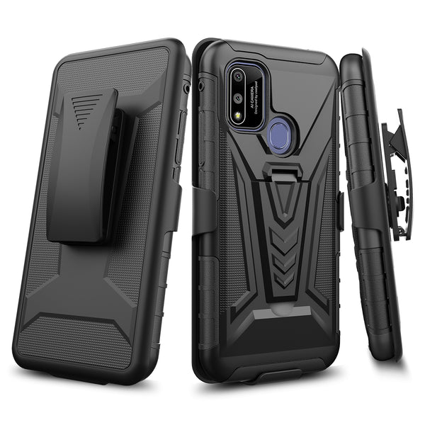 holster kickstand hyhrid phone case for cooplad suva - black - www.coverlabusa.com