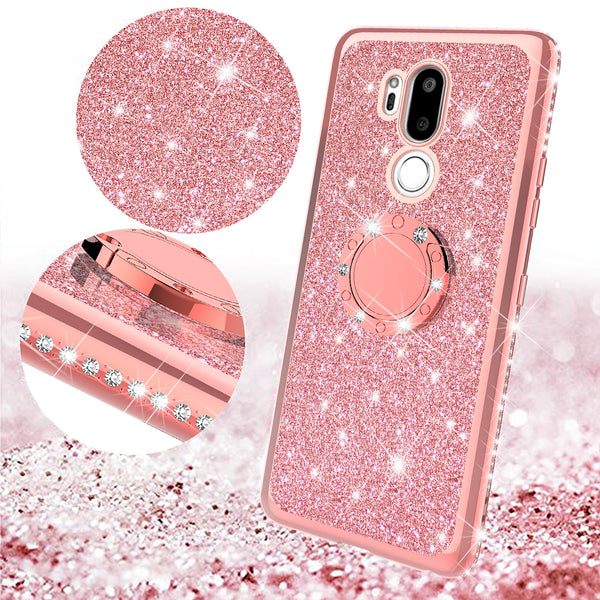 lg g7 thinq glitter bling fashion case - rose gold - www.coverlabusa.com