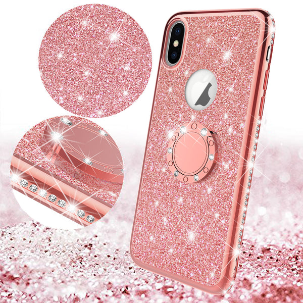 apple iphone xs max glitter bling fashion case - rose gold - www.coverlabusa.com