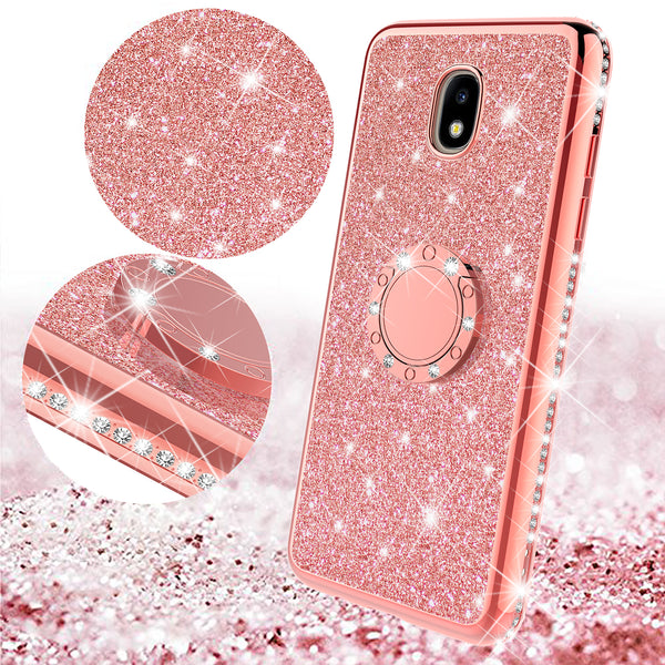 samsung galaxy j3 (2018) glitter bling fashion case - rose gold - www.coverlabusa.com