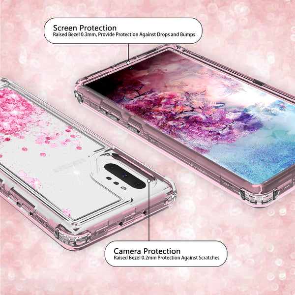 hard clear glitter phone case for samsung galaxy note 10 - pink - www.coverlabusa.com 