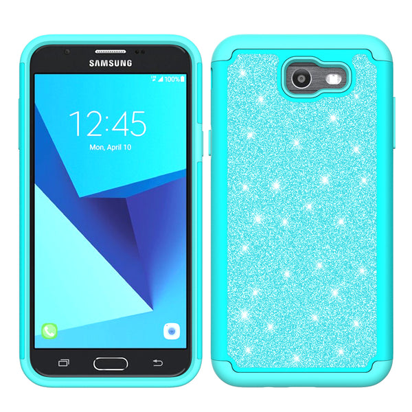  Galaxy J7 2017 Glitter Hybrid Case - Teal - www.coverlabusa.com