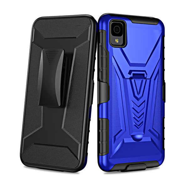 holster kickstand hyhrid phone case for tcl 30z/30le - blue - www.coverlabusa.com