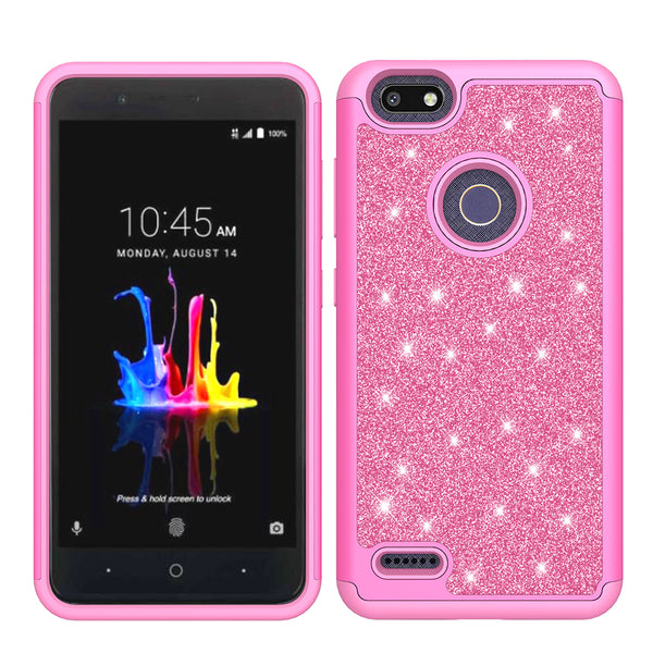 ZTE Blade X Glitter Hybrid Case - Hot Pink - www.coverlabusa.com