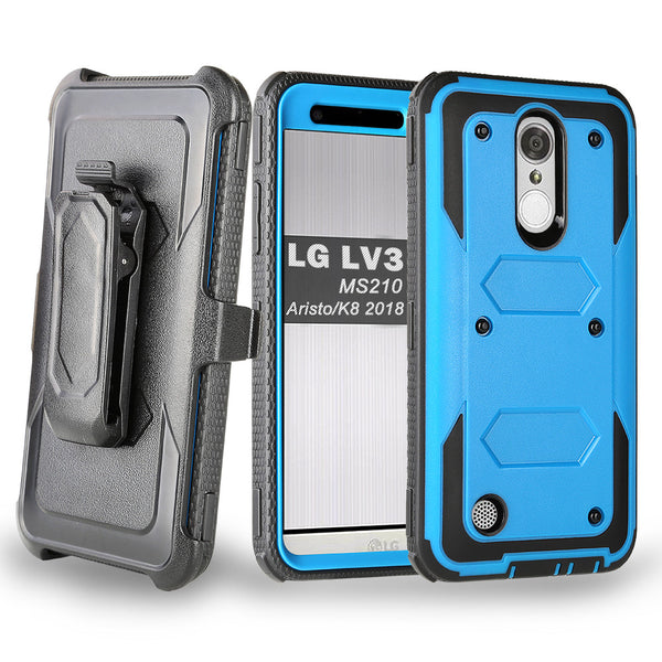 LG ARISTO holster case with screen protector - blue - www.coverlabusa.com
