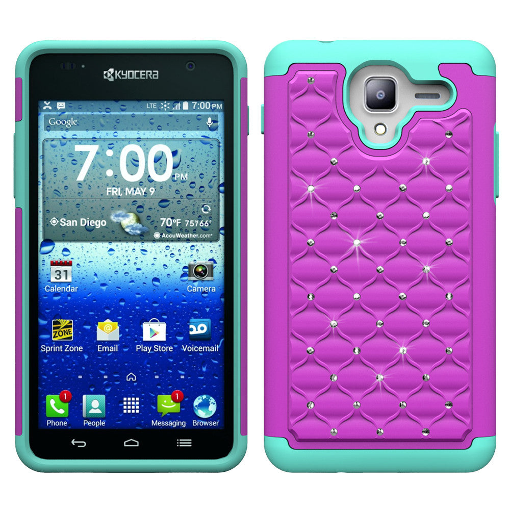 Kyocera Hydro View Rhinestone Case - Purple/Teal - www.coverlabusa.com