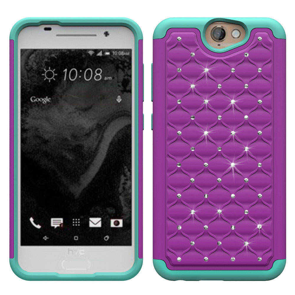 HTC One A9 Rhinestone Case - Purple/Teal - www.coverlabusa.com