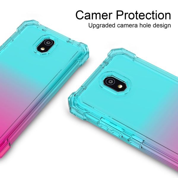 For Nokia C100 Case with Temper Glass Screen Protector Full-Body Rugged Protection - Pink/Teal