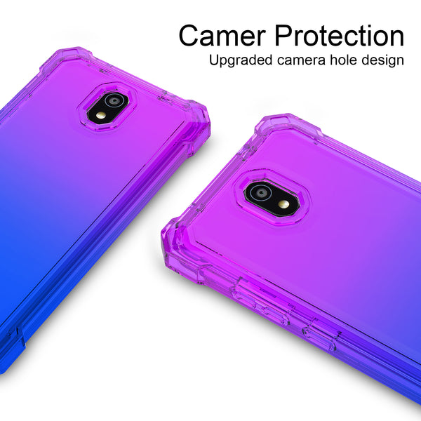 For Nokia C100 Case with Temper Glass Screen Protector Full-Body Rugged Protection - Blue/Purple