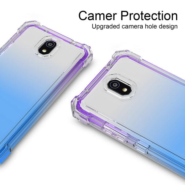 For Nokia C100 Case with Temper Glass Screen Protector Full-Body Rugged Protection - Clear/Blue/Purple