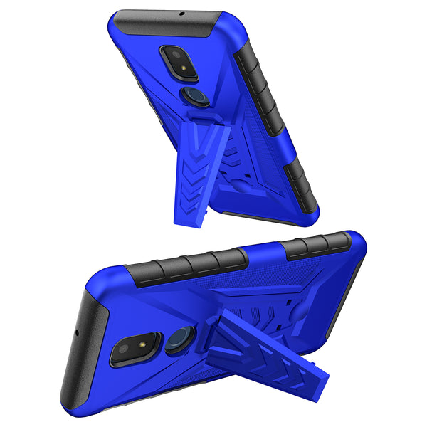 holster kickstand hyhrid phone case for cricket iocn 3 - blue - www.coverlabusa.com