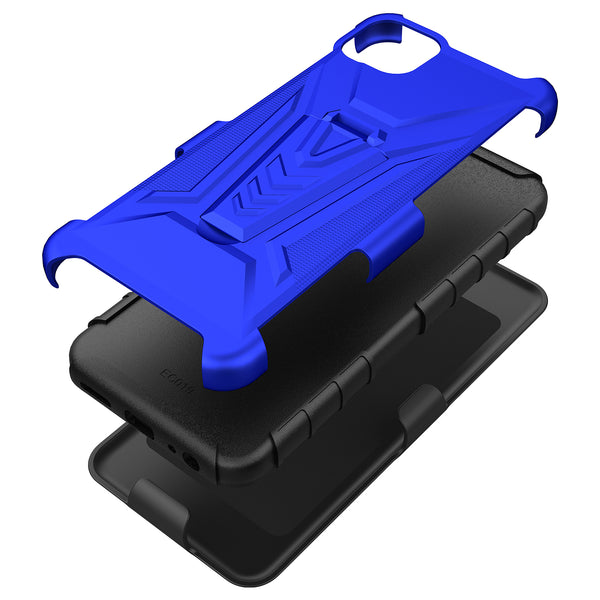 holster kickstand hyhrid phone case for boost celero 5g - blue - www.coverlabusa.com