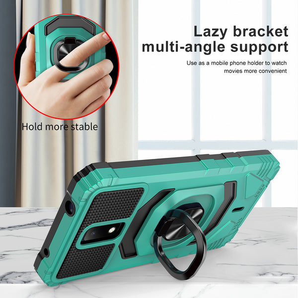 ring kickstand hyhrid phone case for cricket debut - teal - www.coverlabusa.com