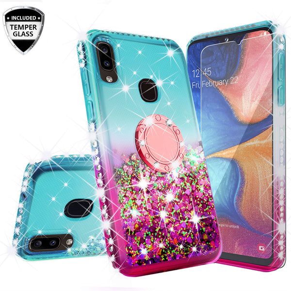 glitter phone case for samsung galaxy a20 - teal/pink gradient - www.coverlabusa.com