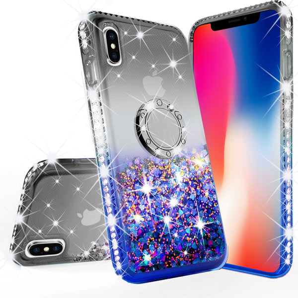 glitter ring phone case for Apple iPhone XS Max - black/blue gradient - www.coverlabusa.com 