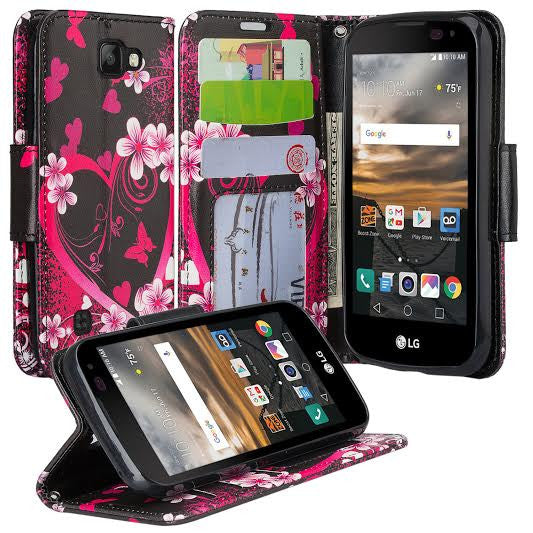 LG Optimus Zone 3 Cases | LG K4 Cases | LG Spree Cases | LG Rebel leather wallet case - heart butterflies - www.coverlabusa.com 