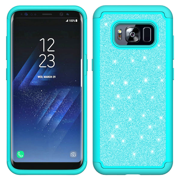 Samsung Galaxy S8 Glitter Hybrid Case - Teal - www.coverlabusa.com