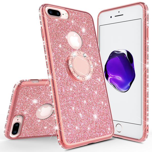 apple iphone 7 glitter bling fashion case - rose gold - www.coverlabusa.com