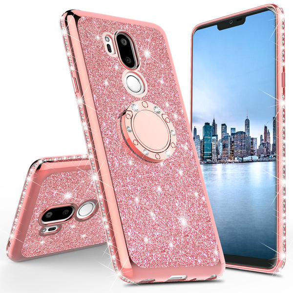 lg g7 thinq glitter bling fashion case - rose gold - www.coverlabusa.com