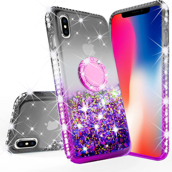 glitter ring phone case for Apple iPhone XS Max - black/purple gradient - www.coverlabusa.com 