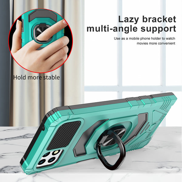 ring kickstand hyhrid phone case for boost celero 5g - teal - www.coverlabusa.com