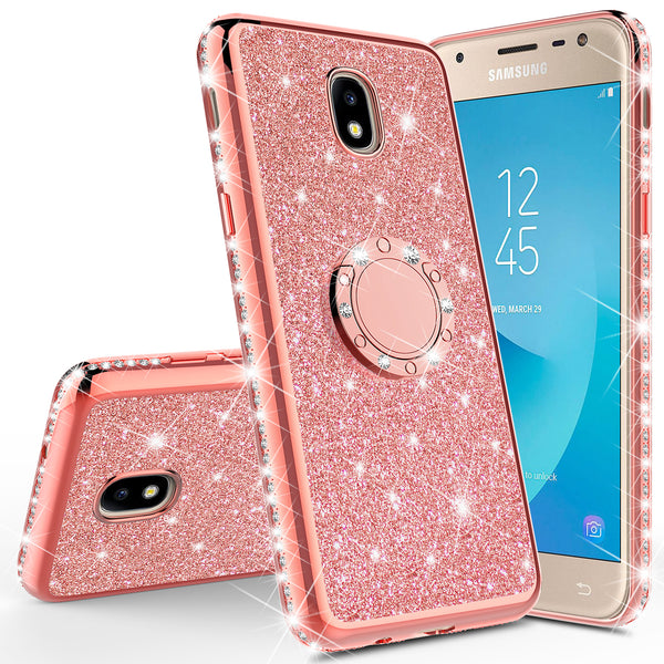 samsung galaxy j7 (2018) glitter bling fashion case - rose gold - www.coverlabusa.com