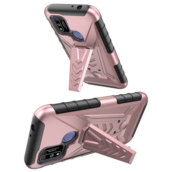 holster kickstand hyhrid phone case for cooplad suva - rose gold - www.coverlabusa.com