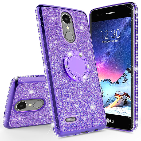 lg k8 2017 glitter bling fashion case - purple - www.coverlabusa.com