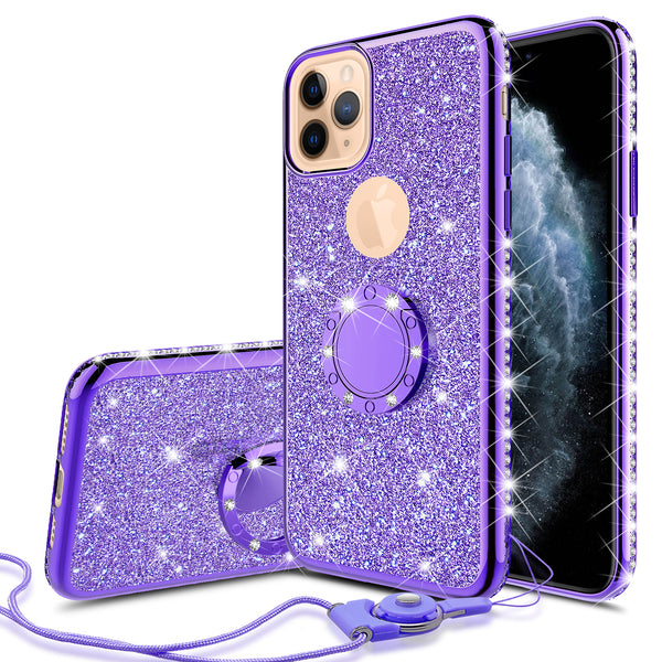 apple iphone 11 pro max glitter bling fashion 3 in 1 case - purple - www.coverlabusa.com