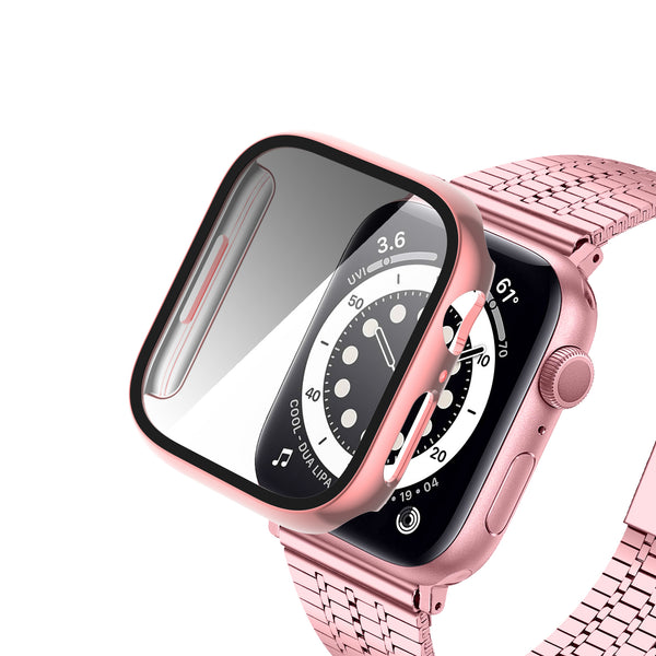 Apple Watch iWatch Series 7 Case With Tempered Glass Shockproof Full Cover - 45mm - Pink - www.coverlabusa.com