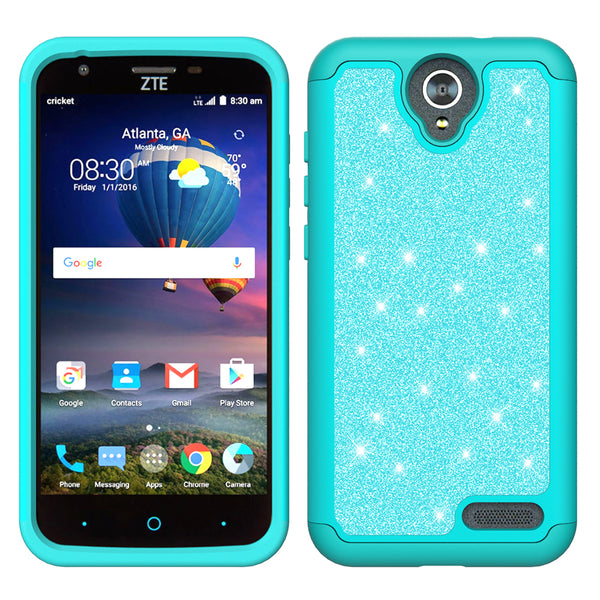 ZTE Grand X3 Glitter Hybrid Case - Teal - www.coverlabusa.com