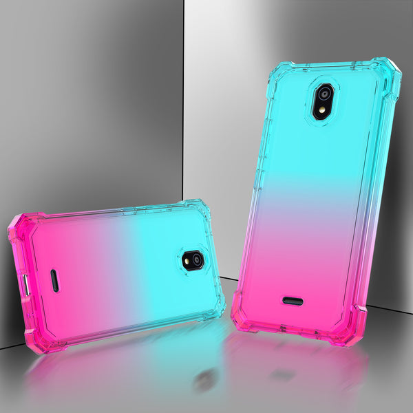 For Nokia C100 Case with Temper Glass Screen Protector Full-Body Rugged Protection - Pink/Teal