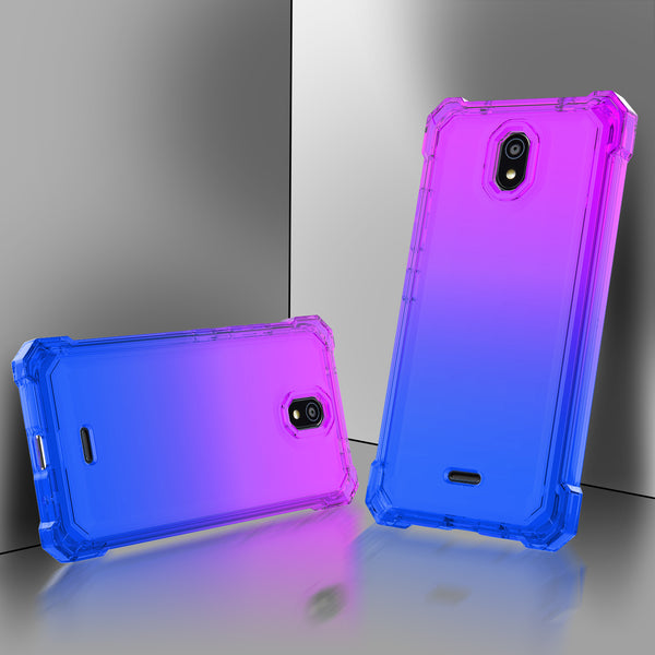 For Nokia C100 Case with Temper Glass Screen Protector Full-Body Rugged Protection - Blue/Purple