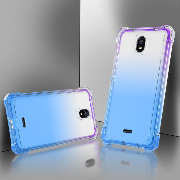 For Nokia C100 Case with Temper Glass Screen Protector Full-Body Rugged Protection - Clear/Blue/Purple