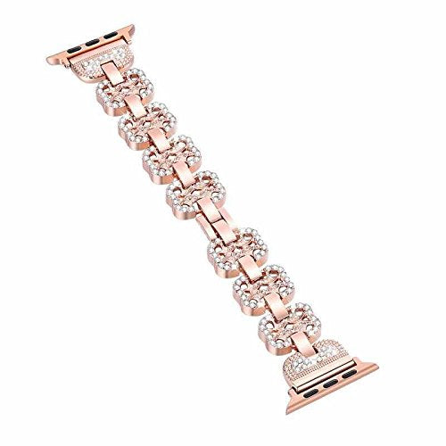 Bling Bands for Apple Watch Band 42mm Women Stainless Steel Metal - Rose Gold - www.coverlabusa.com