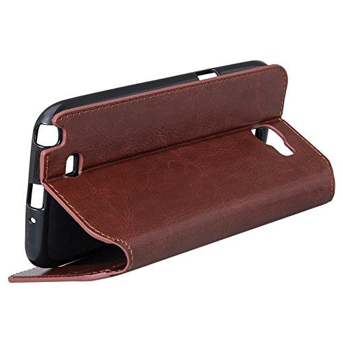 samsung galaxy note 2 leather wallet case - brown - www.coverlabusa.com