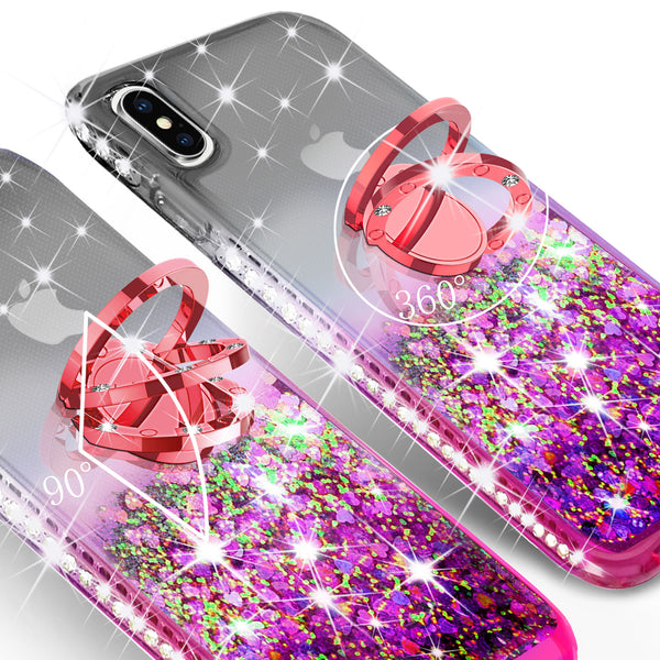 glitter ring phone case for Apple iPhone XS Max - black/hot pink gradient - www.coverlabusa.com