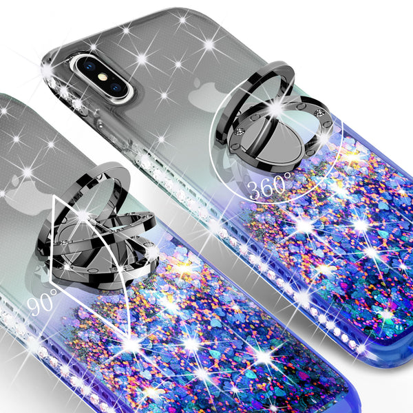 glitter ring phone case for Apple iPhone XS Max - black/blue gradient - www.coverlabusa.com 