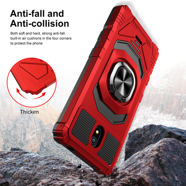 ring car mount kickstand hyhrid phone case for nokia c100 - red - www.coverlabusa.com