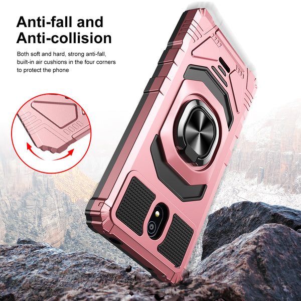 ring car mount kickstand hyhrid phone case for nokia c100 - rose gold - www.coverlabusa.com