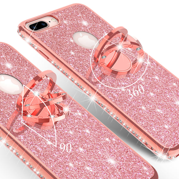 apple iphone 8 plus glitter bling fashion case - rose gold - www.coverlabusa.com