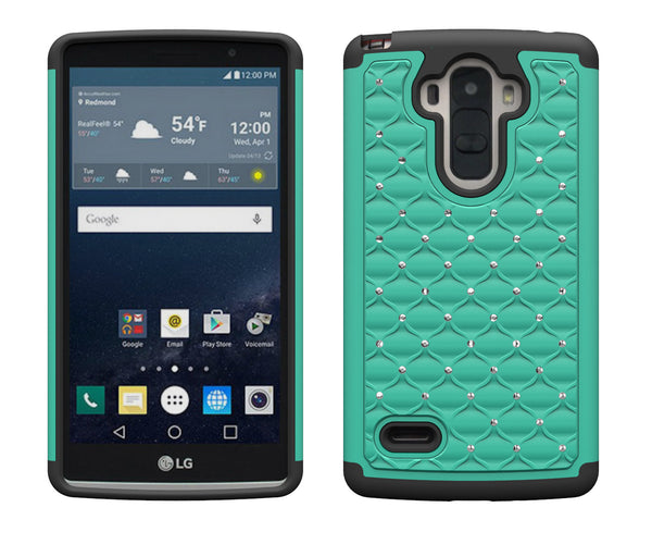 LG G Vista 2 Case, LG G Stylo Case diamond rhinestone - teal/black - www.coverlabusa.com