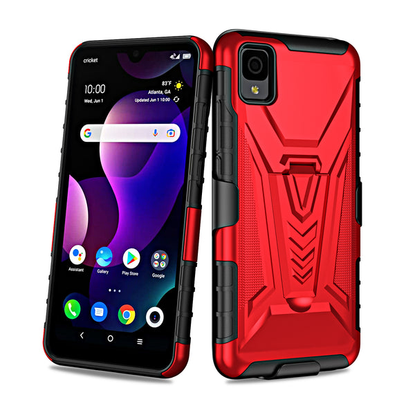 holster kickstand hyhrid phone case for tcl 30z/30le - red - www.coverlabusa.com