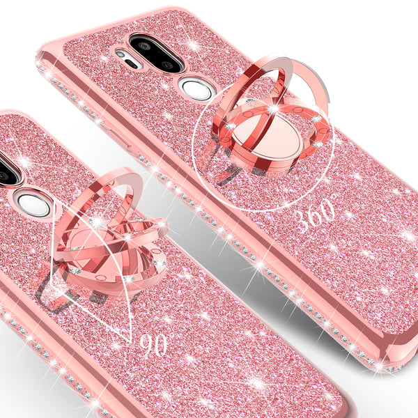 lg g7 thinq glitter bling fashion case - rose gold - www.coverlabusa.com