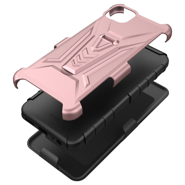 holster kickstand hyhrid phone case for boost celero 5g - rose gold - www.coverlabusa.com