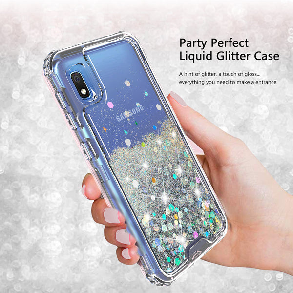 hard clear glitter phone case for samsung galaxy a10e - clear - www.coverlabusa.com 