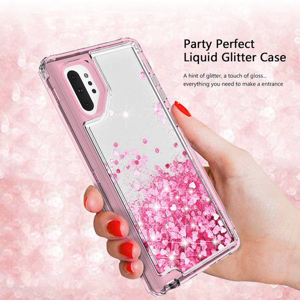 hard clear glitter phone case for samsung galaxy note 10 - pink - www.coverlabusa.com 