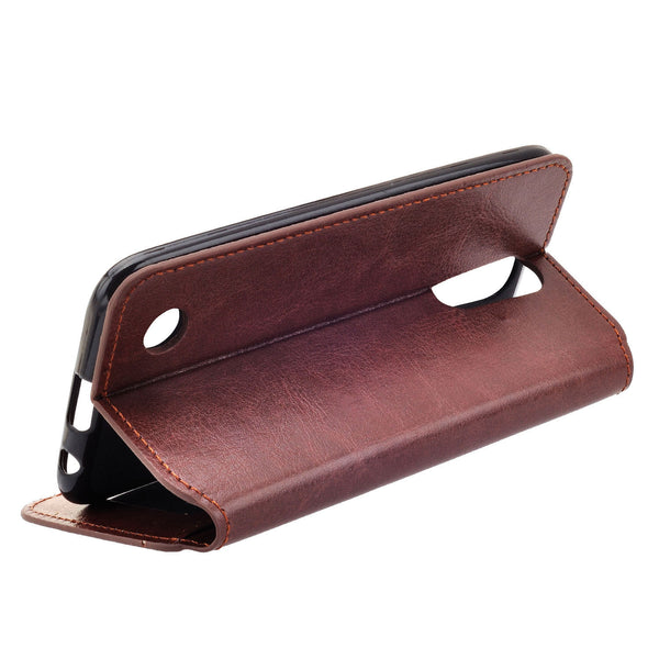 LG K20 V Case, K20 Plus leather wallet case - brown - www.coverlabusa.com